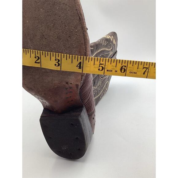 Men's Brown Ostrich Skin Western Boots Square Toe Mid-Calf - Picture 5 of 11